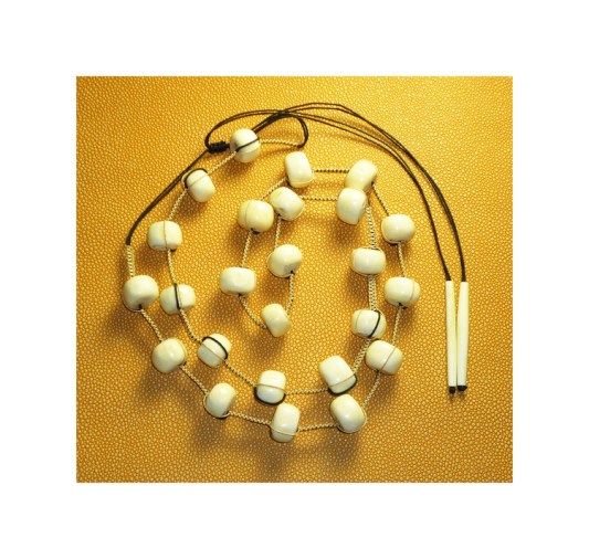 NNU112 HANDWOVEN BONE AND BLACK AND GOLD CORD NECKLACE 40 INCHES ADJSUTABLE.jpg