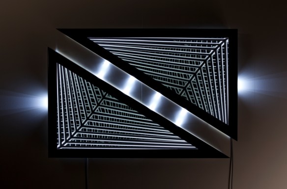  Resist , wood, reflective glass, mirror, MDF and LED lights, 81.5 x 119 x 13cm. Photo: Pippy Mount. 