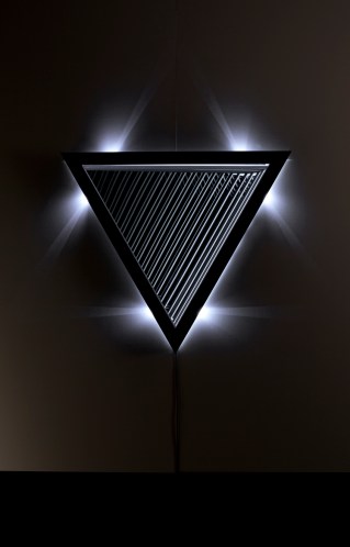  Echo , wood, reflective glass, mirror, MDF and LED lights, 86 x 100 x 13cm. Photo: Pippy Mount. 