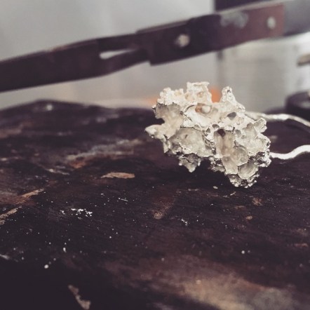 Instagram media by beccacoxdesign - Casted silver shell being made into a ring today 💍#Jewellery #design #jmd15 #silver #cast #reticulation #craft #djcad