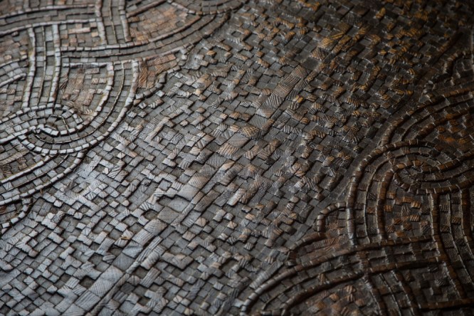  Mosaic Series AQ 001 Border Mosaic Border mosaic in intricate pattern in Armenian motif, original design by Archetypal Imagery's own artists. This piece features variable wood pieces woven into an exquisite design reminiscent of a fine tapestry.&nbsp; This mosaic border was featured in the award winning project the "African Queen". The project won the bespoke "Member's Choice" - Best of The Best, "Best Reclaimed" and "Best Residential" NWFA* Wood Floor of The Year awards for 2016.   *National Wood Flooring Association (NWFA) 