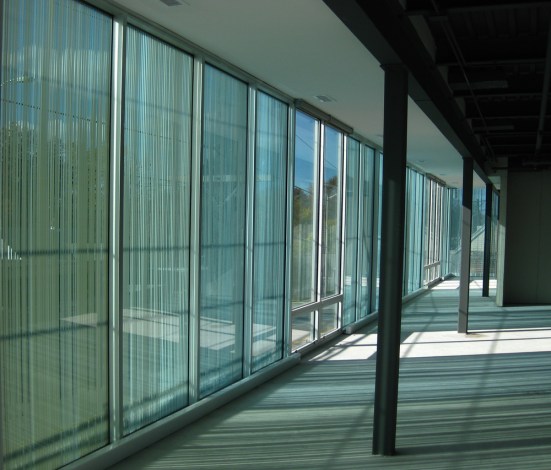  slips and shifts 2008&nbsp; Private commission: custom glazing, dual layer ceramic frit. 52 total custom panels, 4' by 10' each, approximately 200' drawing in glass. Owner: Botwin &amp; Company Architect:&nbsp; el dorado architects Kansas City, Missouri 