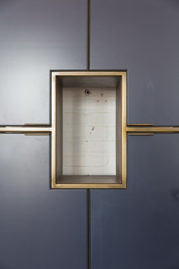 Details Amuneal Thornburg Shelving System Lacquered Doors and Brass Pulls